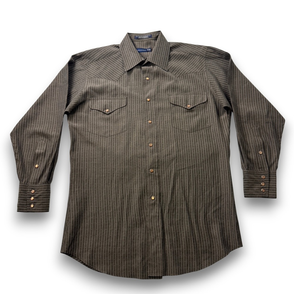 Panhandle Slim Mens Brown Striped Western Pearl Snap Shirt 30S1412 15.5-33 L